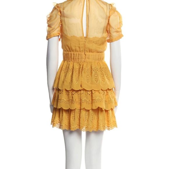 SELF PORTRAIT - Sz 8 EUC - Yellow dress with statement sleeve - Picture 2 of 3